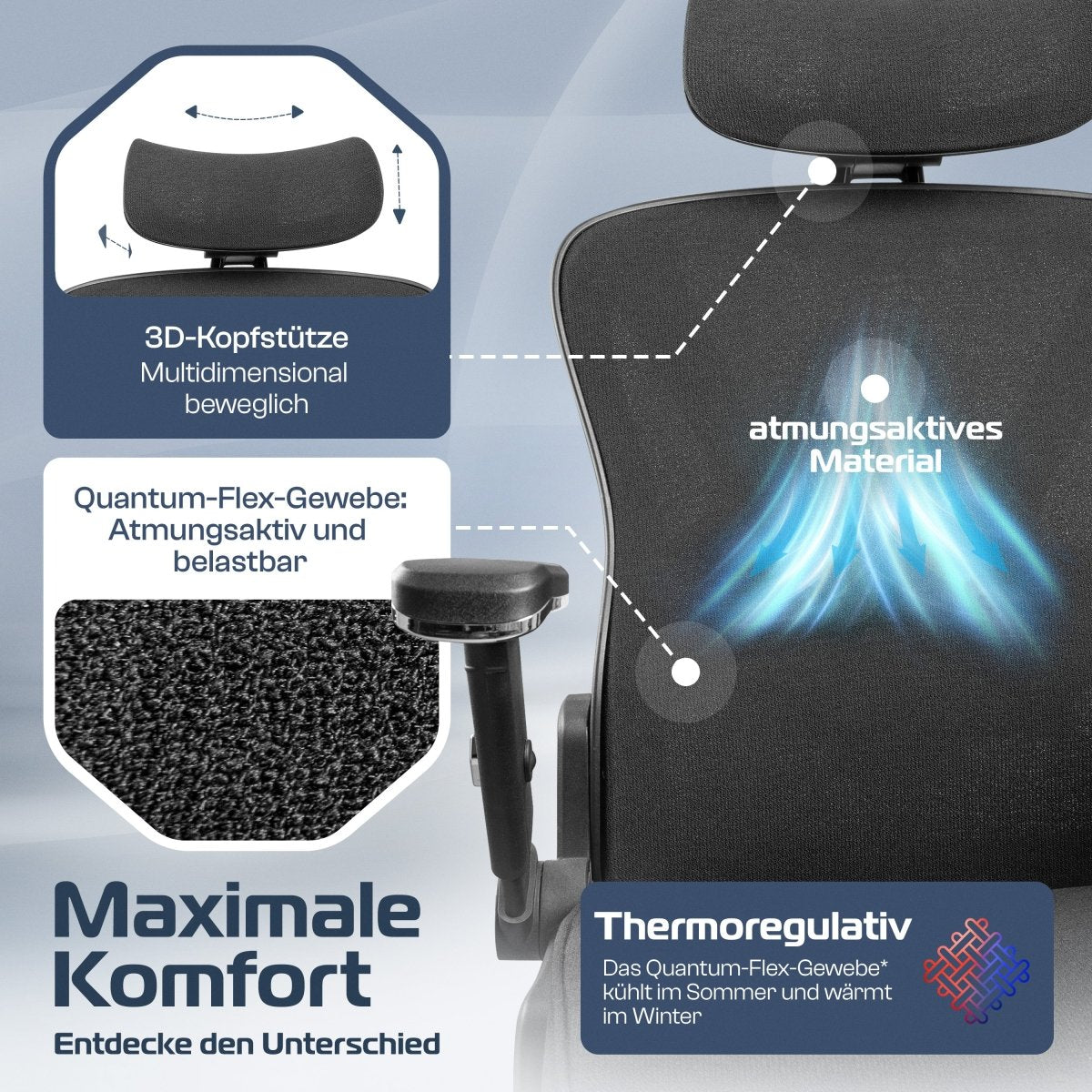 CLOUVOU PowerSeat - Ergonomischer Bürostuhl „ Extra breit gebaut und weich wie auf einer Matratze“ - Clouvou #farbe_schwarz