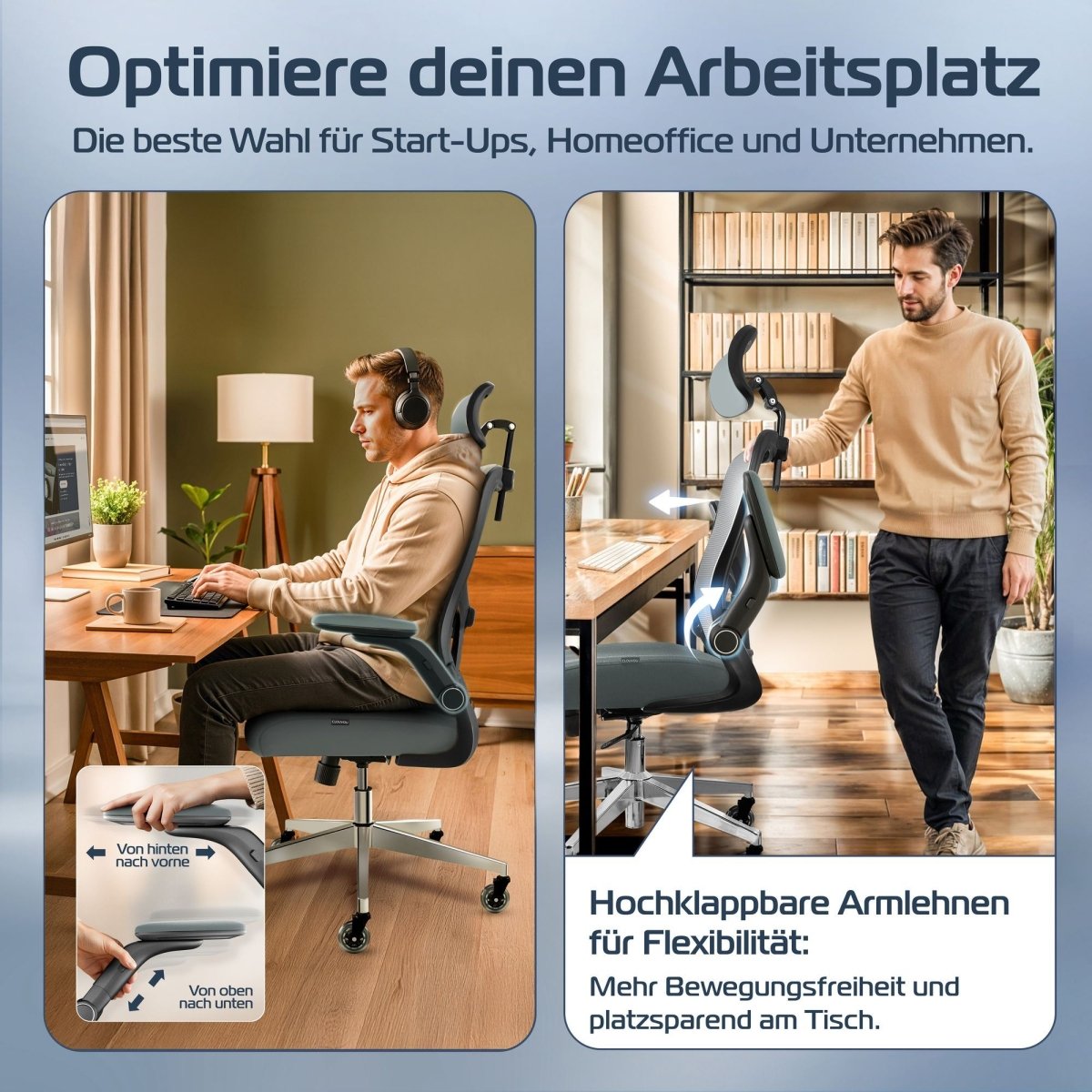 CLOUVOU SmartSeat – Ergonomischer preiswerter Bürostuhl - Clouvou Creme