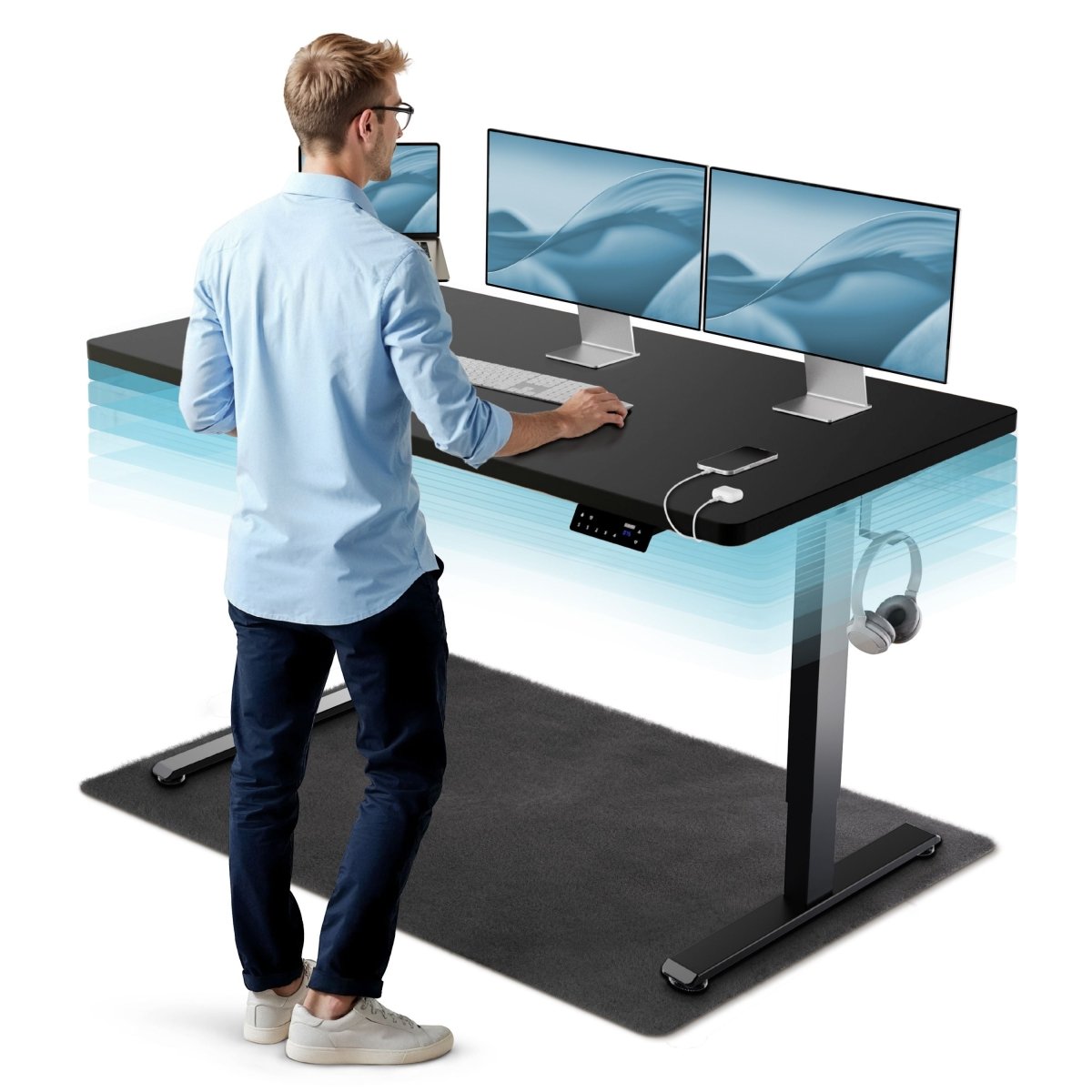 CleverDesk – Elektrisch höhenverstellbarer Schreibtisch - Clouvou 160 x 80cm