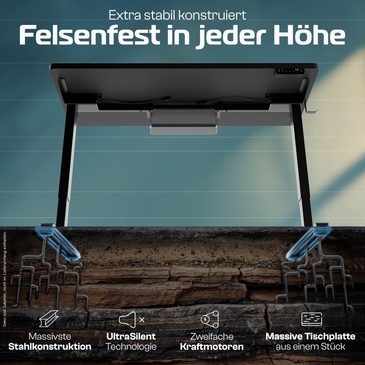 CleverDesk – Elektrisch höhenverstellbarer Schreibtisch - Clouvou 160 x 80cm