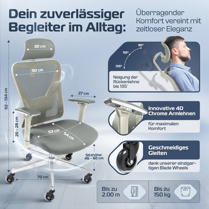 CLOUVOU CleverSeat - Ergonomischer Bürostuhl "Zeitloses Design trifft auf unschlagbare Qualität" - Clouvou #farbe_creme