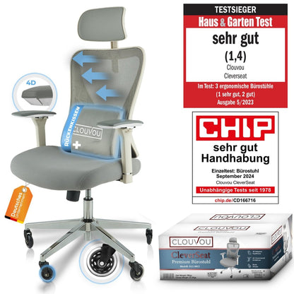 CLOUVOU CleverSeat - Ergonomischer Bürostuhl "Zeitloses Design trifft auf unschlagbare Qualität" - Clouvou #farbe_creme