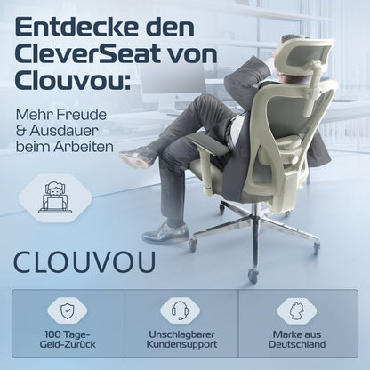 CLOUVOU CleverSeat - Ergonomischer Bürostuhl "Zeitloses Design trifft auf unschlagbare Qualität" - Clouvou #farbe_creme