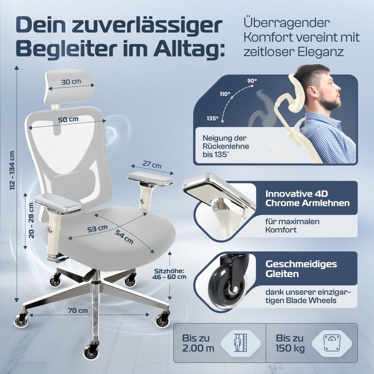 CLOUVOU CleverSeat - Ergonomischer Testsieger Bürostuhl - Clouvou Creme