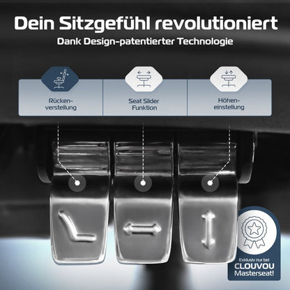 CLOUVOU MasterSeat – Ergonomischer Bürostuhl "Sitzen wie ein König – Komfort neu definiert" - Clouvou#farbe_grau