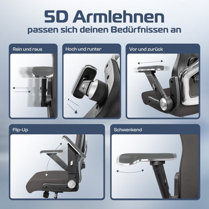 CLOUVOU PowerSeat - Ergonomischer Bürostuhl „ Extra breit gebaut und weich wie auf einer Matratze“ - Clouvou#farbe_grau