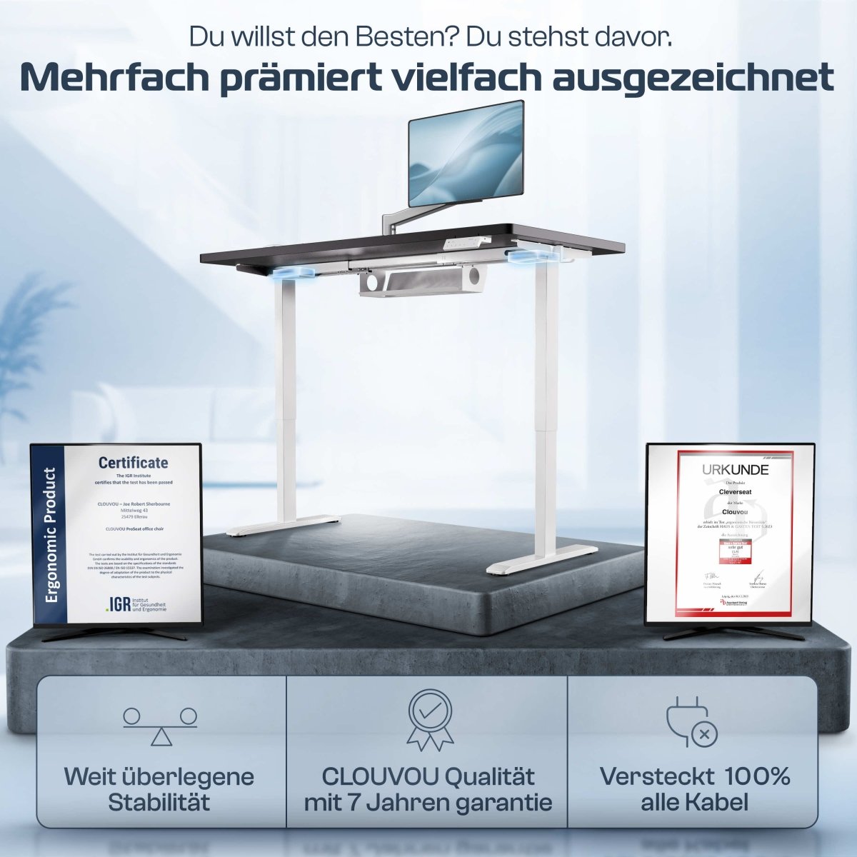 CLOUVOU ProBundle (Sitz - Stehtisch ProDesk & ProSeat) - Clouvou 160 x 80cm