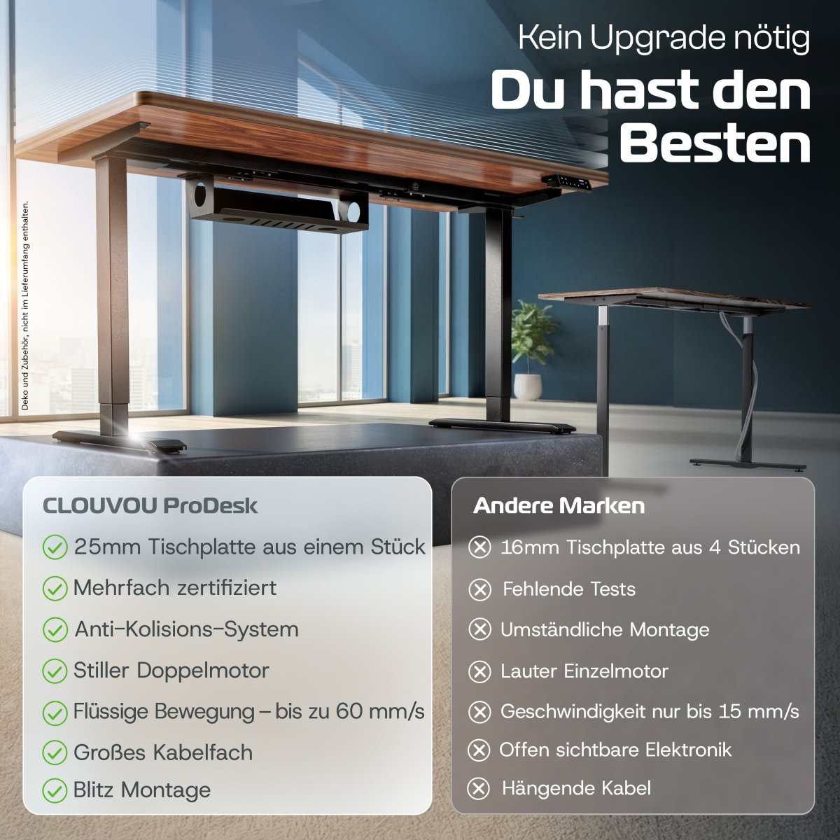 CLOUVOU ProDesk - Ergonomischer Sitz - Stehschreibtisch - Clouvou 160 x 80cm