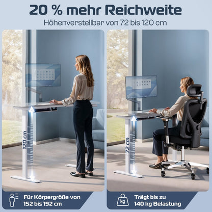 CLOUVOU ProDesk - Höhenverstellbares Schreibtischgestell (nur Gestell) - Clouvou Weiß