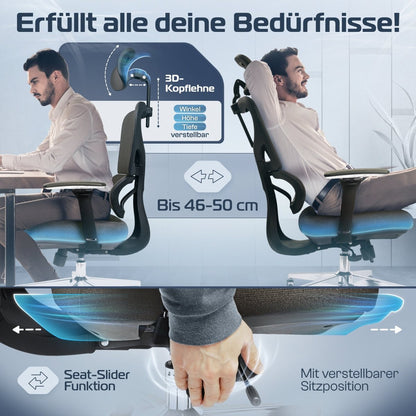 CLOUVOU ProSeat – Ergonomischer Bürostuhl "Maximaler Komfort, den ganzen Tag" - Clouvou#farbe_grau