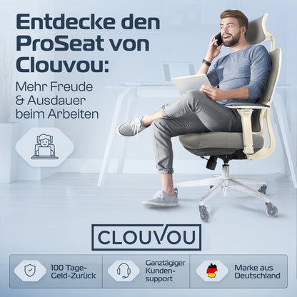 CLOUVOU ProSeat – Ergonomischer Bürostuhl "Maximaler Komfort, den ganzen Tag" - Clouvou#farbe_creme