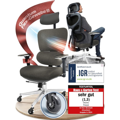 CLOUVOU ProSeat – Ergonomischer Bürostuhl "Maximaler Komfort, den ganzen Tag" - Clouvou #farbe_grau