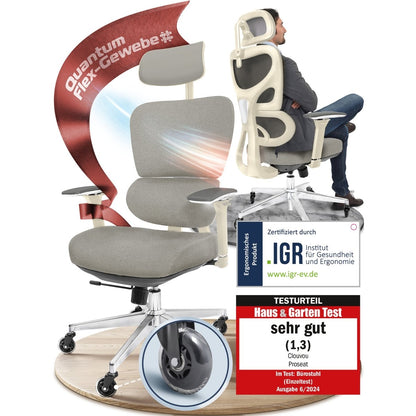 CLOUVOU ProSeat – Ergonomischer Bürostuhl "Maximaler Komfort, den ganzen Tag" - Clouvou #farbe_creme