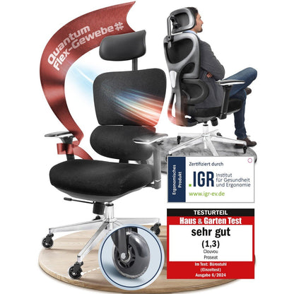 CLOUVOU ProSeat – Ergonomischer Bürostuhl "Maximaler Komfort, den ganzen Tag" - Clouvou #farbe_schwarz