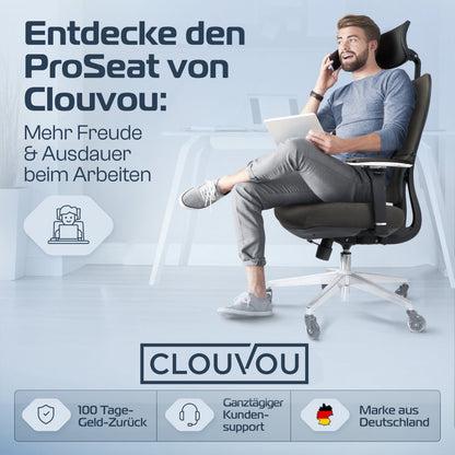 CLOUVOU ProSeat – Ergonomischer Bürostuhl "Maximaler Komfort, den ganzen Tag" - Clouvou#farbe_grau