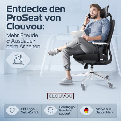 CLOUVOU ProSeat – Ergonomischer Bürostuhl "Maximaler Komfort, den ganzen Tag" - Clouvou #farbe_schwarz