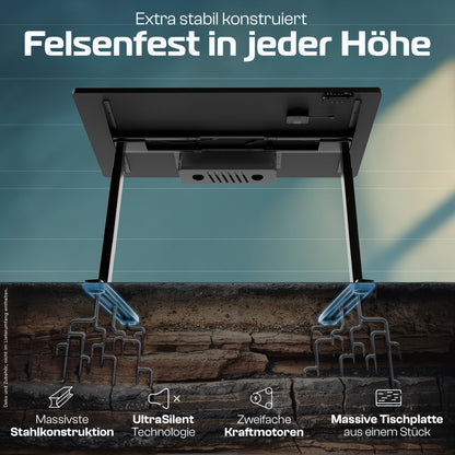 MasterDesk – Premium höhenverstellbarer Schreibtisch mit Dual - Motor - Clouvou 160 x 80cm