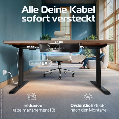 MasterDesk – Premium höhenverstellbarer Schreibtisch mit Dual - Motor - Clouvou 160 x 80cm